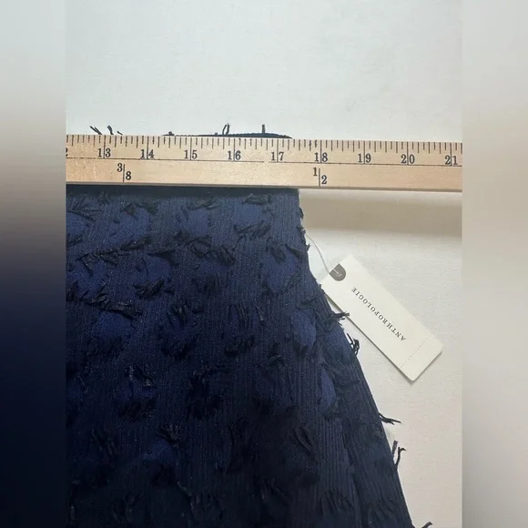 NWT Maeve Miranda Midi Skirt Womens Textured Navy Pull On Ladies XL Anthro - Picture 8 of 10